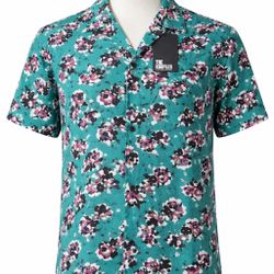 The Kooples Rock Roses Floral Viscose Soft Short Sleeve Shirt  Size S NWT $235