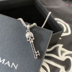 David Yurman Mens Memento Mori Skull Key Amulet