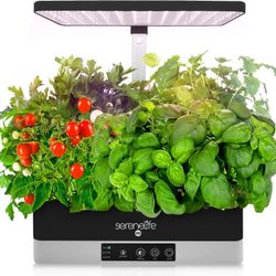 SereneLife Smart Indoor Garden - Hydroponic Herb Garden with 4000K Grow Lights Panel, Control Panel Settings, Water Stick, No Soil, Mess-Free, Height 