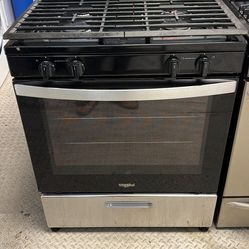 Whirlpool 30” Black and Stainless Steel Gas Stove