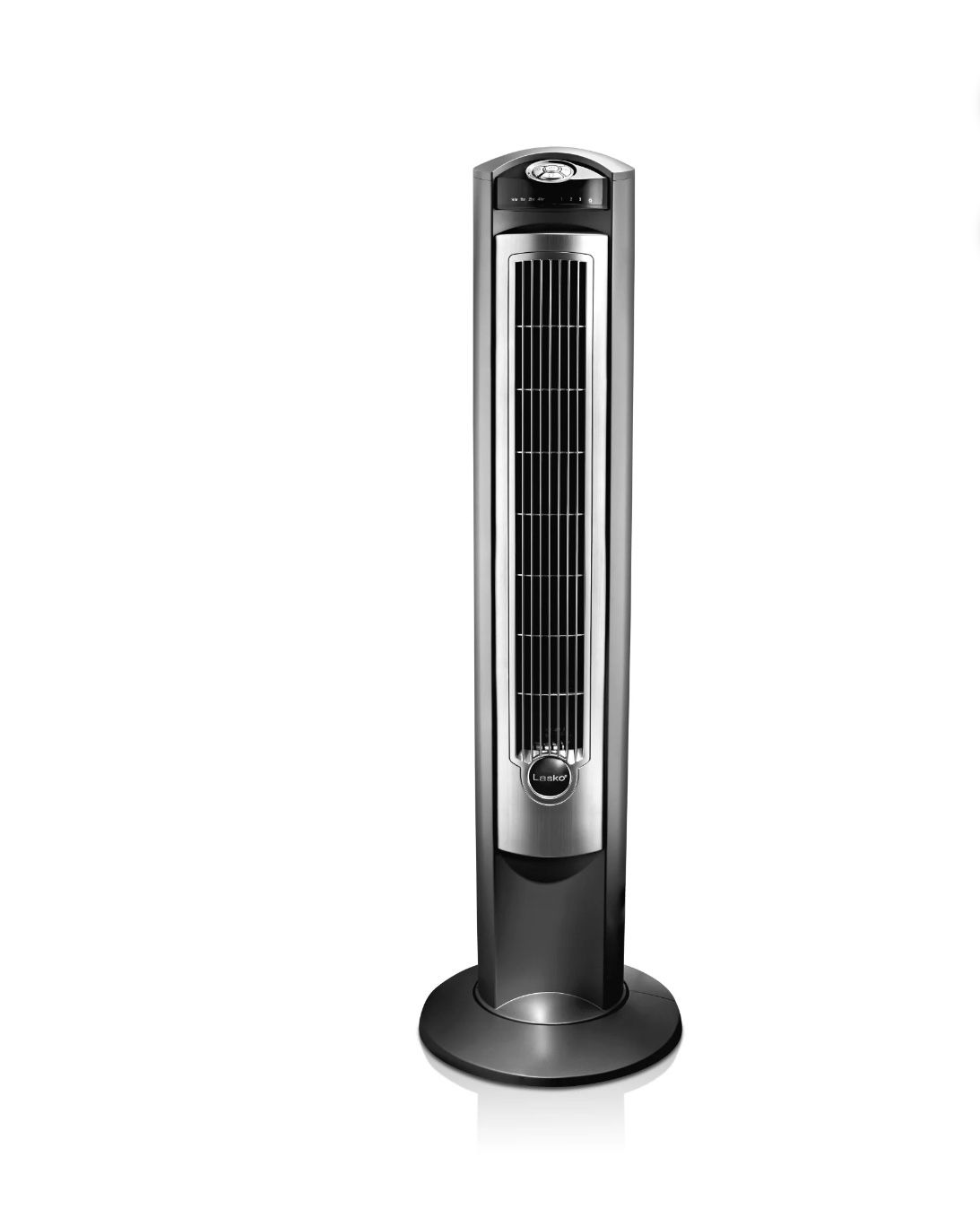 Lasko Wind Curve 42” 3-Speed Remote Controlled Oscillating Tower Fan, Silver, T42951