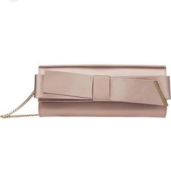 TED BAKER Satin Bow Clutch Pink Purse