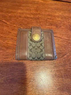 Coach Signature Canvas & Leather Trifold Wallet