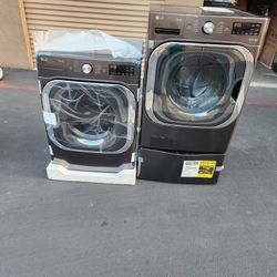 LG ThinQ Front Load Washer Gas Dryer W Small Washer In The Pedestal 29 Inchs Wide 