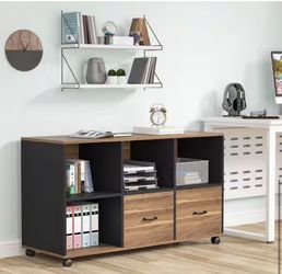 Black and Brown Accent Storage Cabi net with 3-Tier She lves Side Cabin et