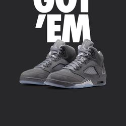 SZ 11 Nike Air Jordan 5 Retro Wolf Grey
