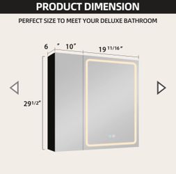 GETPRO 30x30 Inch Lighted Medicine Cabinets LED Medicine Cabinet Mirror For Bathroom Black Aluminum Surface Mount Anti-Fogger Function 3 Color Tempera