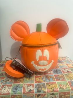 Loungefly Disney Mickey-O-Lantern Glow In The Dark Pumpkin Crossbody Bag