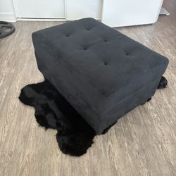 Black Velvet Ottoman 