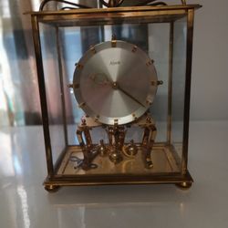 Antique Kiennger Obergfell 400 Day Brass and Glass Enclosed Mechanical Clock. _$200