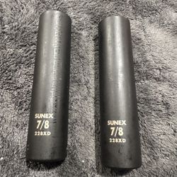 2pcs SUNEX TOOLS 228xd 1/2-Inch Drive 7/8-Inch Extra Deep Impact Socket        B3)