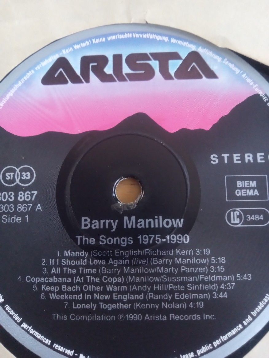 Barry Manilow LP The Songs