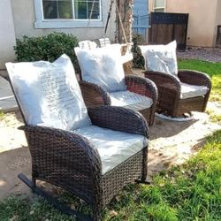 2 Swivel Chairs 2 Rocking Chairs 4 Piece Patio Furniture Set Outdoor Patio Chairs 🆕🚎🆕