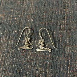 Sterling Silver Downhill Skier Earrings