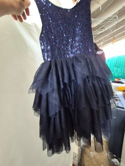 Girls H&M Navy Blue Sequin & Tulle Holiday Party Dress - Kids Size 9/10