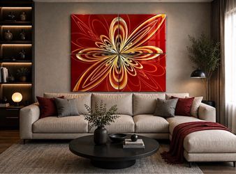 Luvurwall 4-Piece Aluminum Metal Wall Art – Gold Abstract Flower – 32” × 32” – NEW perfect gift 🎁
