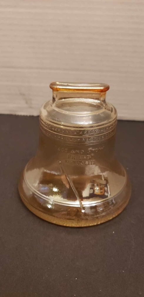 Vintage Bicentennial Liberty Bell Anchor Hocking Piggy Bank - Carnival Glass Style