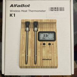 AlfaBot Wireless Meat Thermometer with 2 Meat Probes, 520 FT Bluetooth Meat Thermometer with Digital Food Thermometer for Remote Monitoring of BBQ Gri