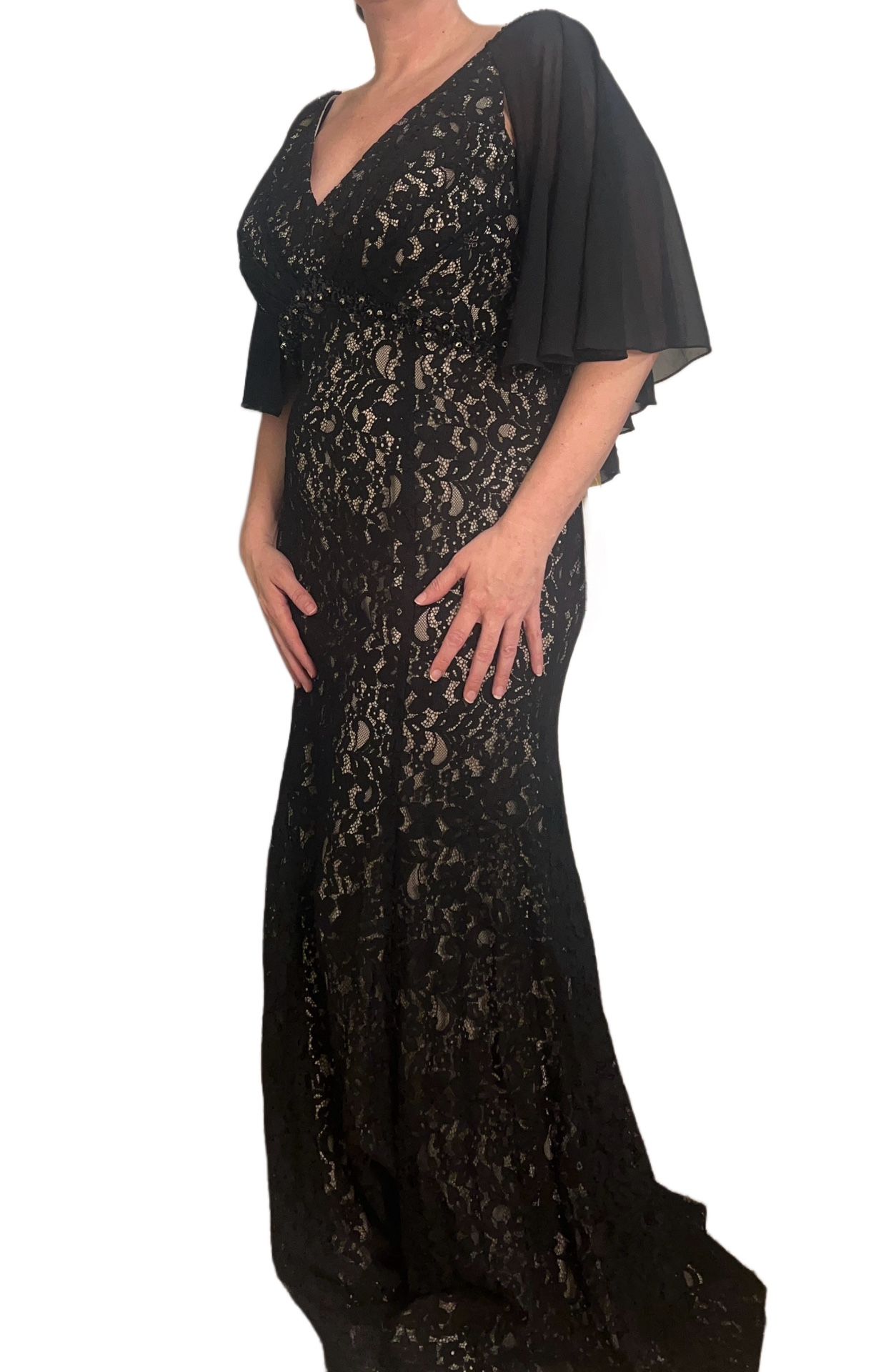 amelia couture black dress Strapless Long Metallic Prom Dress with Sheer Waist Navy / 6
