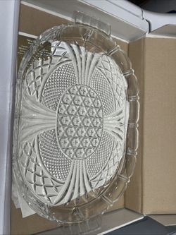 Serving tray Crystal Godinger 16 inch handled tray NIB