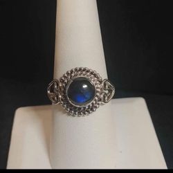 924 Fine Solid Stamped Sterling Silver Genuine Flashy  Labradorite Rings 