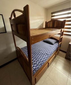 Solid Wood Bunk Bed with Storage Drawers