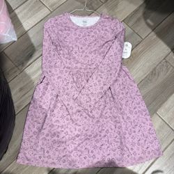 Girls Pink Unicorn Print Long Sleeve Dress NEW