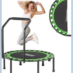 AOTOB 40 Fitness Trampoline for Adult, Max Load 450 LBS, Foldable Mini Trampoline with Durable Bungees,Small Rebounder Exercise Trampoline with Ba