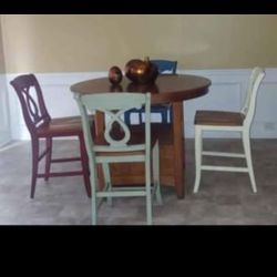 Mission Casual Oak Gathering Dining Table and 4 chairs