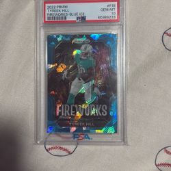 Tyreek Hill Fireworks Blue Ice card PSA 10 Gem 
