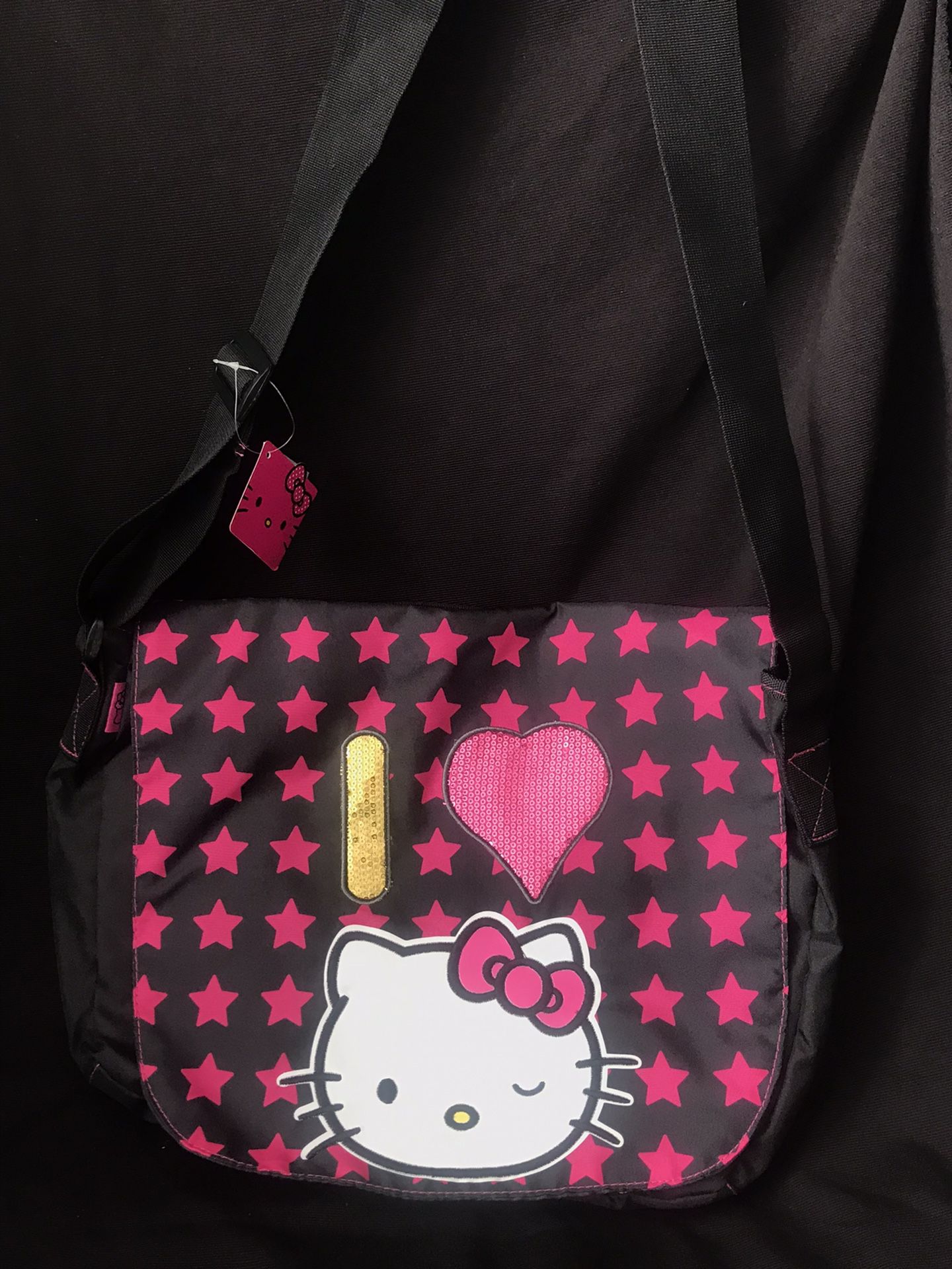 black hello kitty messenger bag