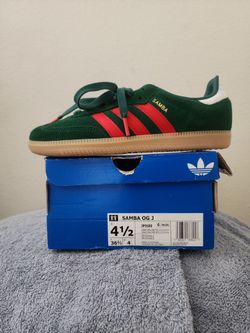 Mexico Adidas Samba OG J Dark Green Red Gum Size 4.5