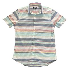 Express Men’s Striped Button Down Short Sleeve Shirt Size Medium