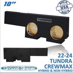 Black 10" Dual Sealed Sub Box, Fits 22-24 Toyota Tundra Crew-Max