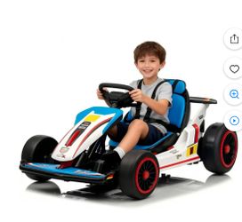 Mukidy 24V Go Kart Ride on Toys Electric Go Kart for Boys Girls Age 6-12 Years Old, Blue  