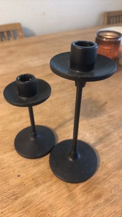 Set of black candle holders metal