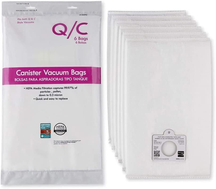 53292 Type Q - C HEPA Canister Vacuum Bags,6-Pack (white) (white)