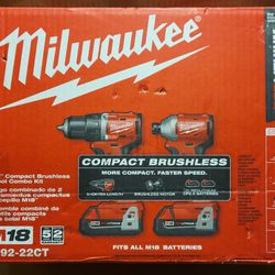 Milwaukee

M18 18V Lithium-Ion Brushless Cordless Compact Drill/Impact Combo Kit (2-Tool) W/ (2) 2.0Ah Batteries, Charger & Bag

