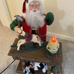 Vintage Motion Animated Santa With Lighted Workbench An Lots Of Puppies