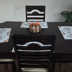 Dark Wood Dining Table with Chairs