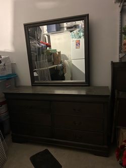 Dresser with mirror and Queen side bed frame