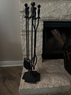 Black Wrought Iron Fireplace Tool Set