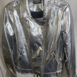 Gorgeous, Metallic , Vegan Leather KARL LAGERFELD jacket 