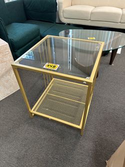 New 18”x18”x22” Metal Frame Side Table 2 Tier Accent Table w/Tempered Glass