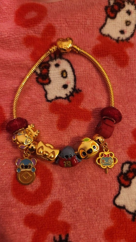 Disney Lilo and Stitch Gold Charm Colorful Bracelet
