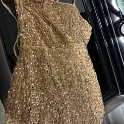 Gold Dress And Gold Shoes 