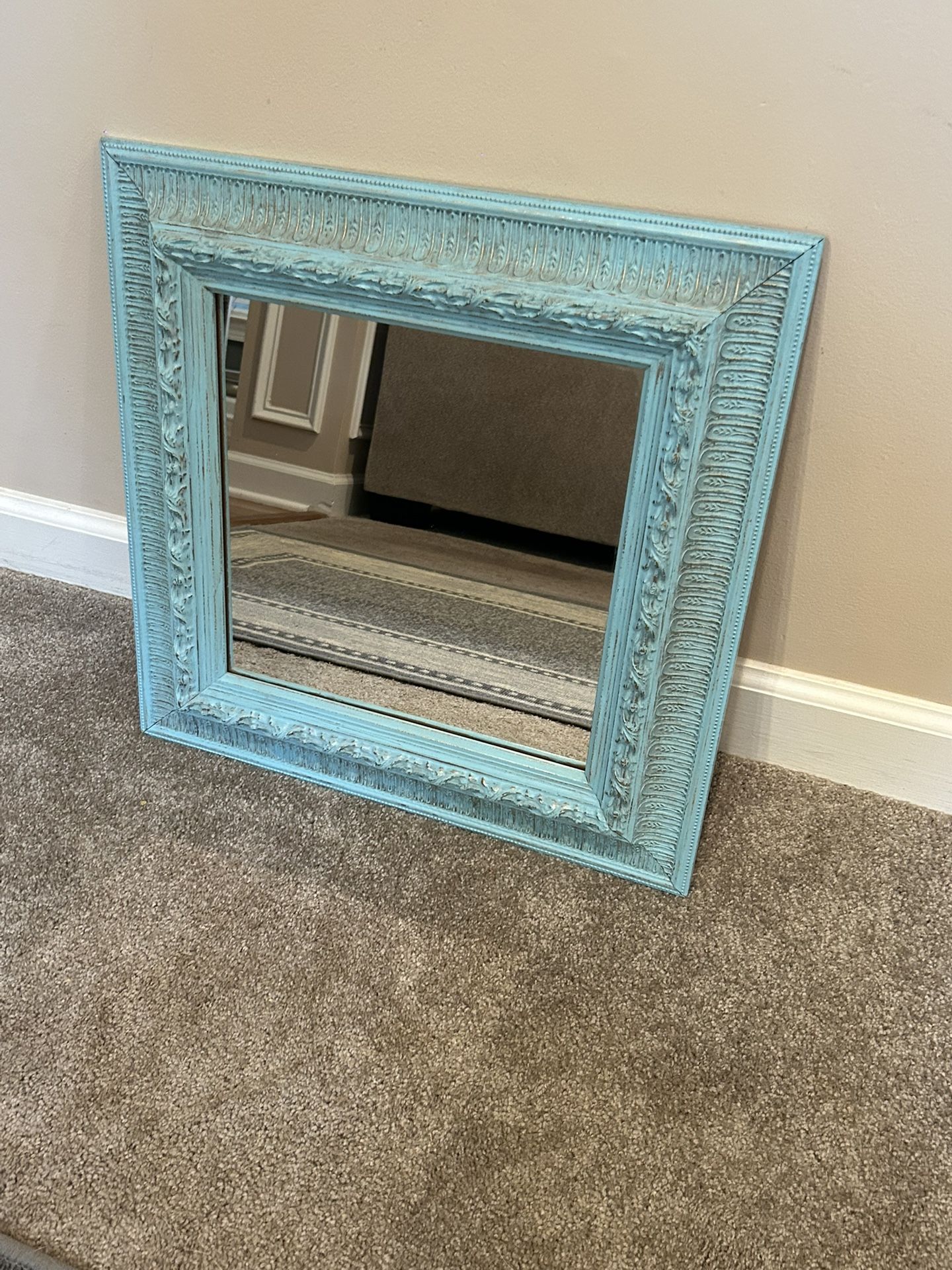 18x18" Vintage Turquoise Shabby Chic Mirror!