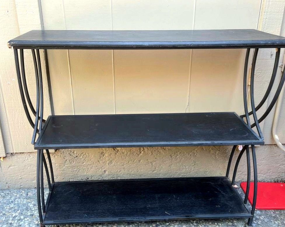 3-Tier Metal & Wood Shelf