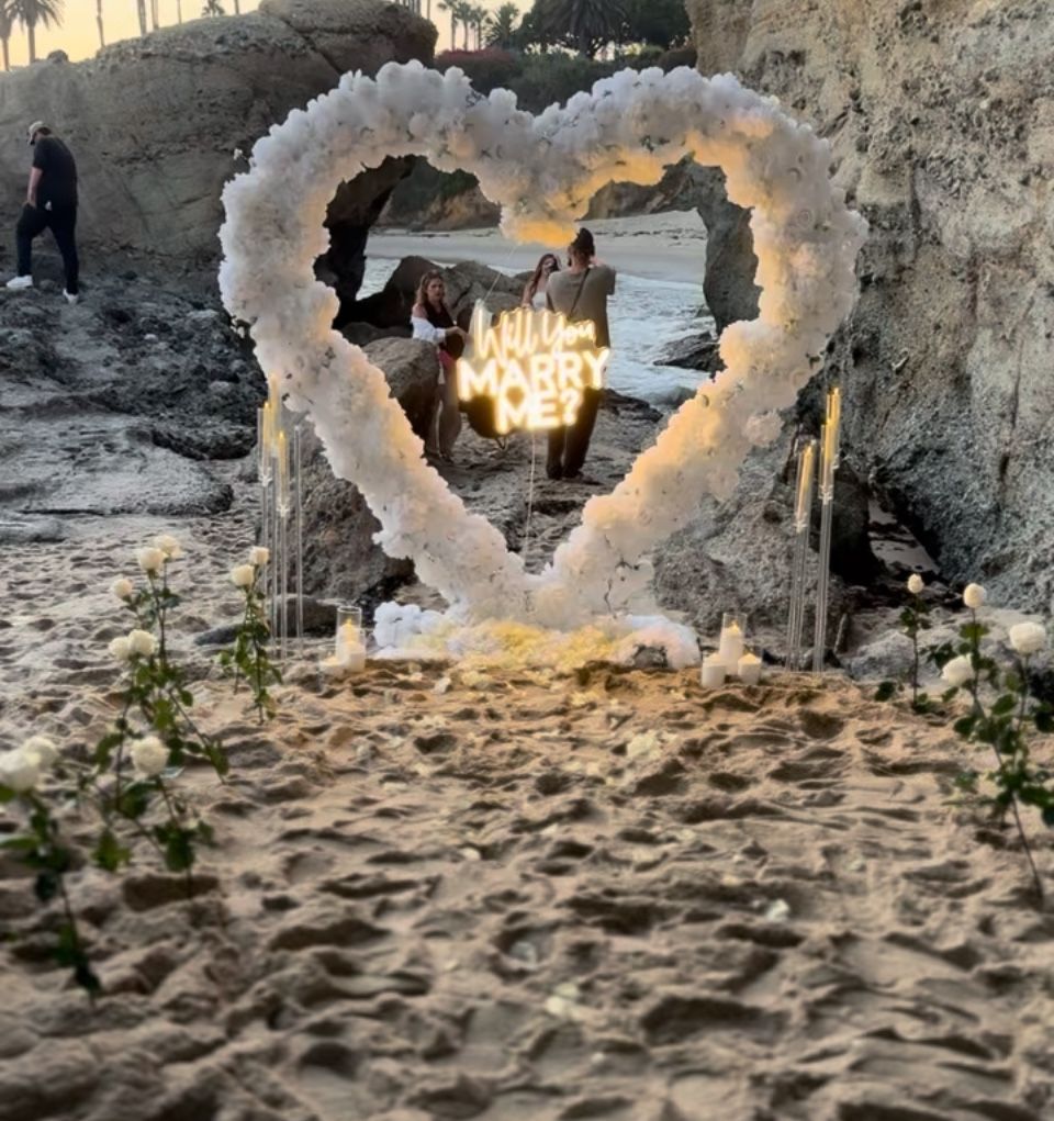 White Floral Proposal Heart Backdrop