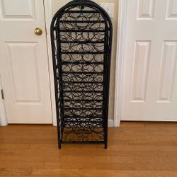 Wrought Iron Wine Rack Locking Jail Cabinet Holds 45 Bottles